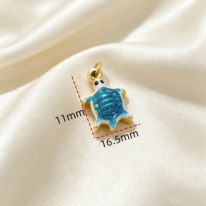 Tortoise Pendant In Titanium Steel With Enamel Craft, Electroplated Finish, Featuring Marine Style Jewelry Accessories