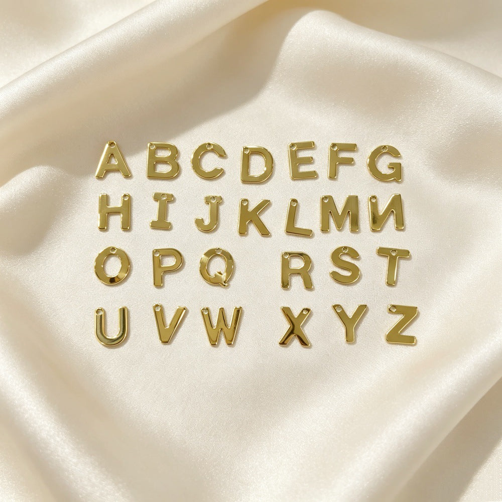 Handmade Letter Pendant In Titanium Steel With Real Gold Plated Finish, Modern Style Jewelry Accessories