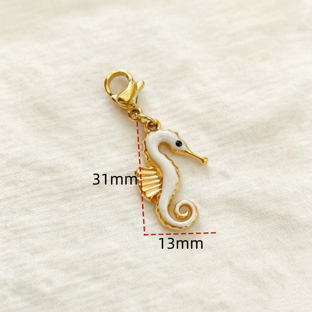 Hippocampus Pendant In 304 Stainless Steel With Electroplated Finish, Marine Style Jewelry Accessory