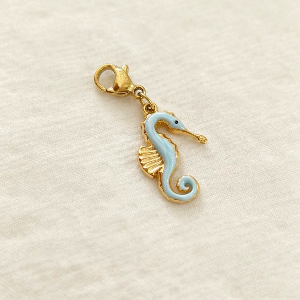 Hippocampus Pendant In 304 Stainless Steel With Electroplated Finish, Marine Style Jewelry Accessory