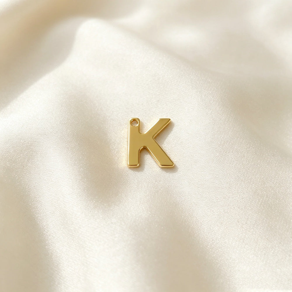 Handmade Letter Pendant In Titanium Steel With Real Gold Plated Finish, Modern Style Jewelry Accessories