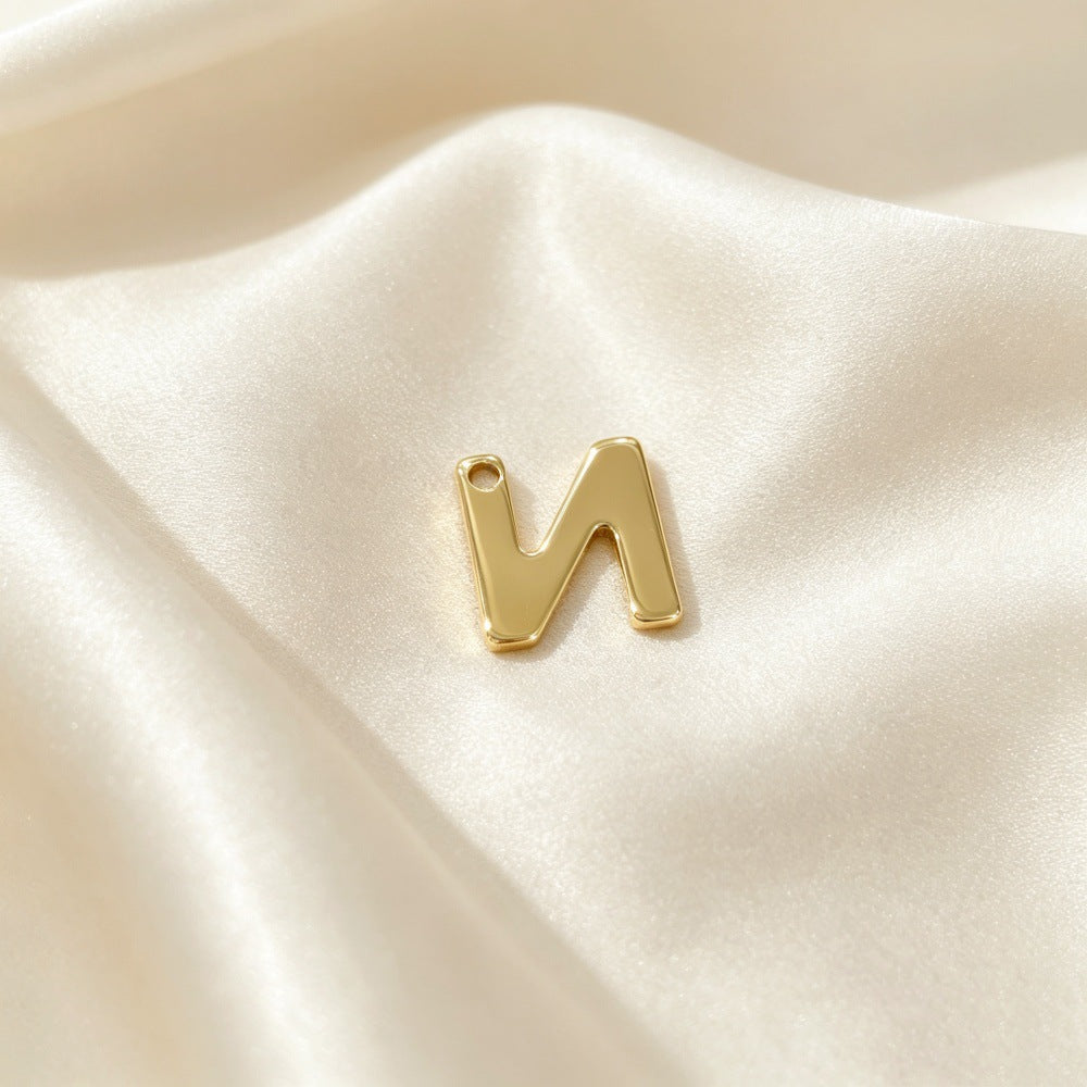 Handmade Letter Pendant In Titanium Steel With Real Gold Plated Finish, Modern Style Jewelry Accessories