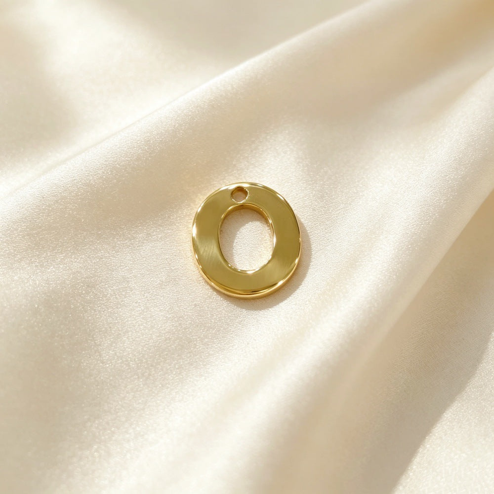 Handmade Letter Pendant In Titanium Steel With Real Gold Plated Finish, Modern Style Jewelry Accessories