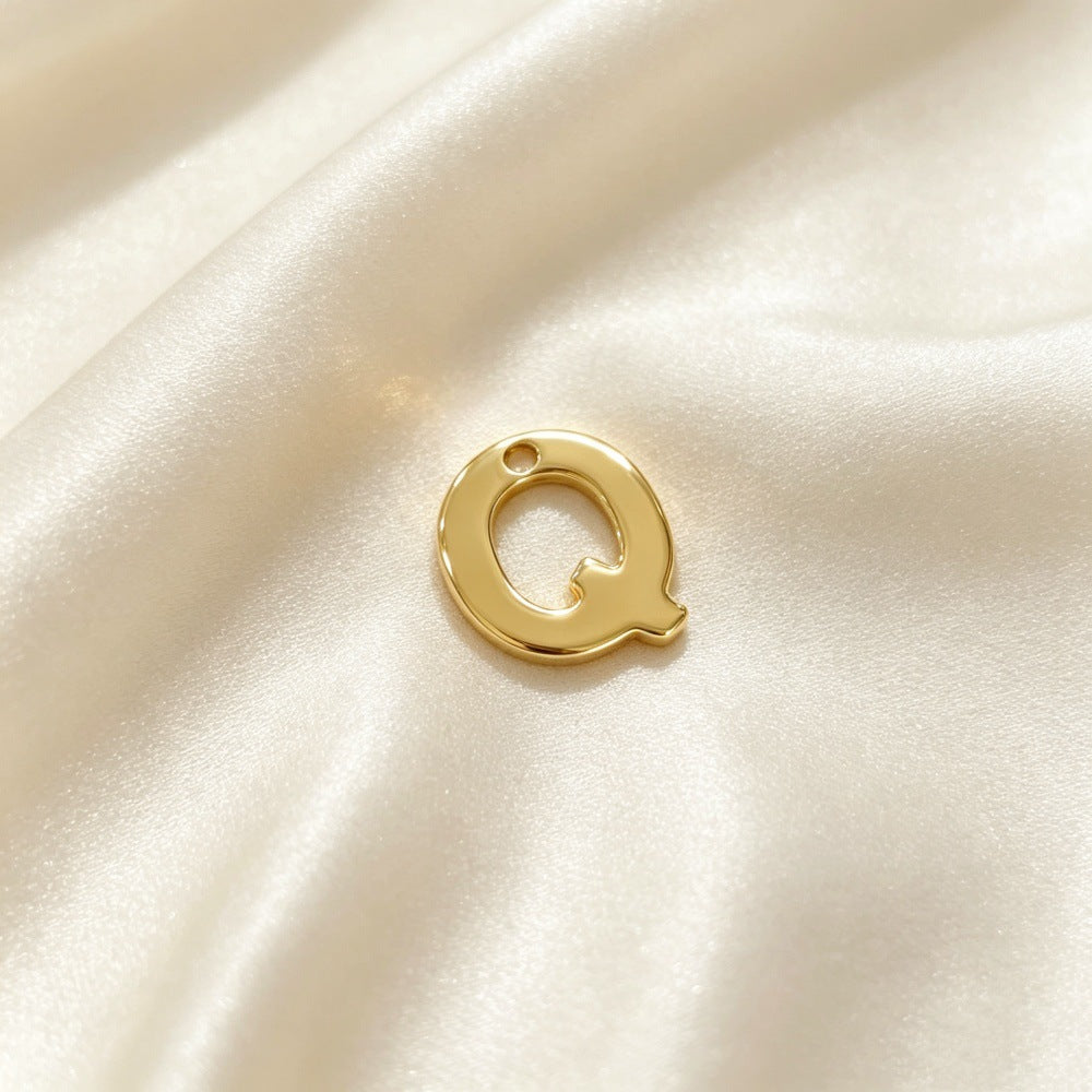 Handmade Letter Pendant In Titanium Steel With Real Gold Plated Finish, Modern Style Jewelry Accessories