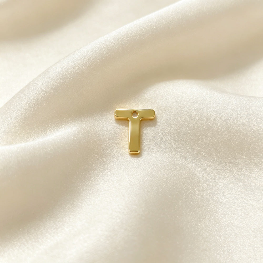 Handmade Letter Pendant In Titanium Steel With Real Gold Plated Finish, Modern Style Jewelry Accessories