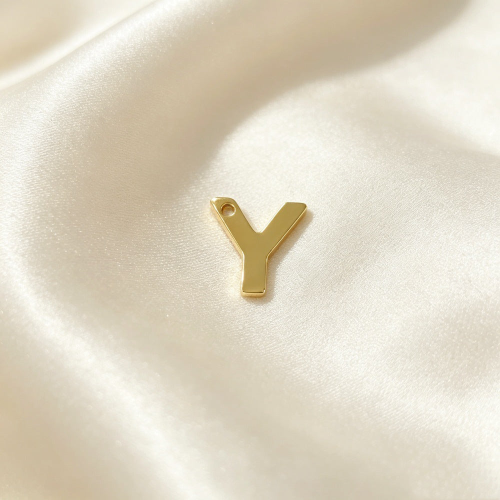 Handmade Letter Pendant In Titanium Steel With Real Gold Plated Finish, Modern Style Jewelry Accessories