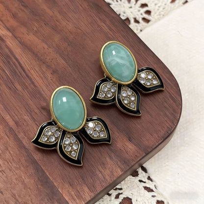 Retro Geometric Zinc Alloy Earrings With Electroplated Finish, Unisex Clip Earrings