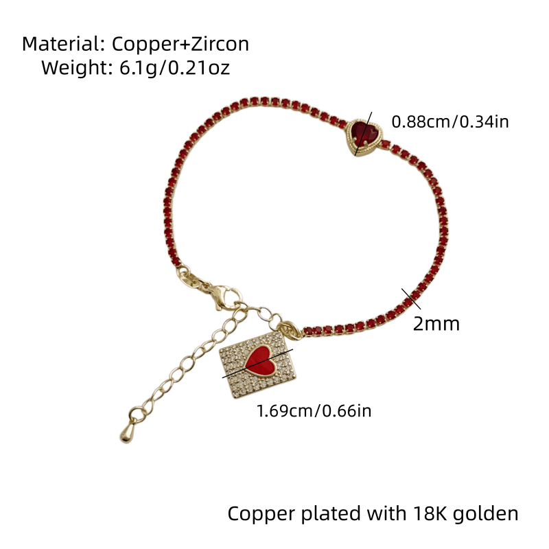 Geometric Waterproof Non Tarnish Bracelet For Women, Copper With 18K Real Gold Electroplated And Zircon Inlay, Featuring Box Chain