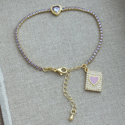 Geometric Waterproof Non Tarnish Bracelet For Women, Copper With 18K Real Gold Electroplated And Zircon Inlay, Featuring Box Chain