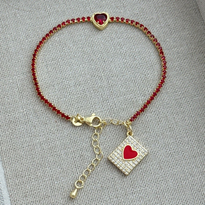 Geometric Waterproof Non Tarnish Bracelet For Women, Copper With 18K Real Gold Electroplated And Zircon Inlay, Featuring Box Chain