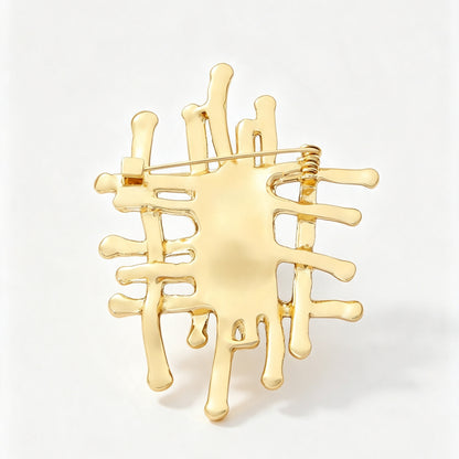 Pin Tree Pattern In 304 Stainless Steel With Artificial Pearl Inlay, Electroplated Finish, Available In Gold