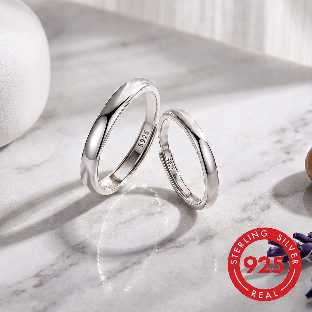 Simple Style Geometric Open Ring For Women In 925 Sterling Silver With Rhodium Plating 0.03µm-0.05µm, Perfect For Wedding Season