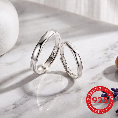 Simple Style Geometric Open Ring For Women In 925 Sterling Silver With Rhodium Plating 0.03µm-0.05µm, Perfect For Wedding Season