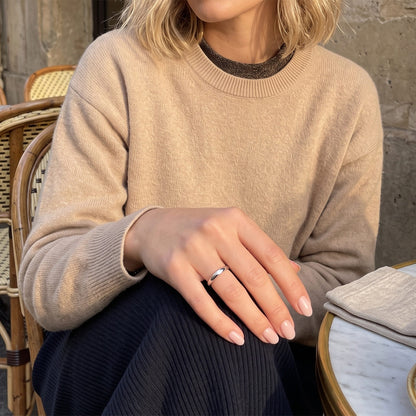 Simple Style Geometric Open Ring For Women In 925 Sterling Silver With Rhodium Plating 0.03µm-0.05µm, Perfect For Wedding Season