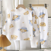 Pure Cotton White Printed Set - Little Bear with Blue Hat