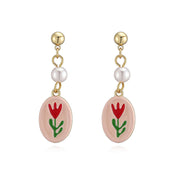 1 Pair of Pink Tulip Earrings