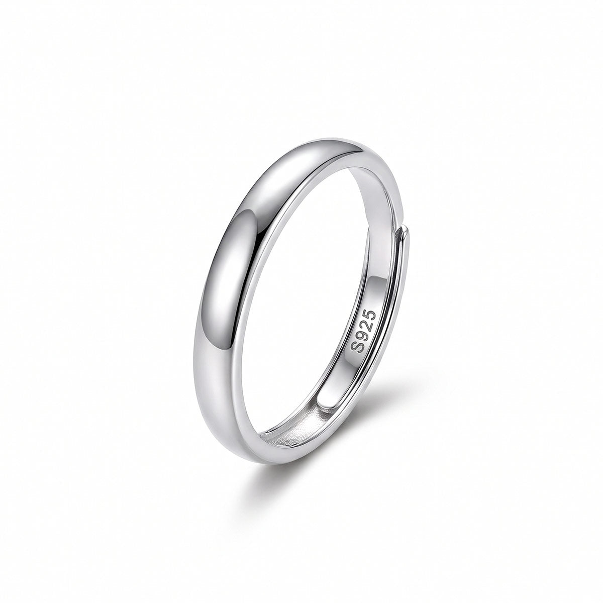 Simple Style Geometric Open Ring For Women In 925 Sterling Silver With Rhodium Plating 0.03µm-0.05µm, Perfect For Wedding Season
