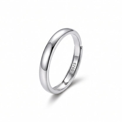 Simple Style Geometric Open Ring For Women In 925 Sterling Silver With Rhodium Plating 0.03µm-0.05µm, Perfect For Wedding Season