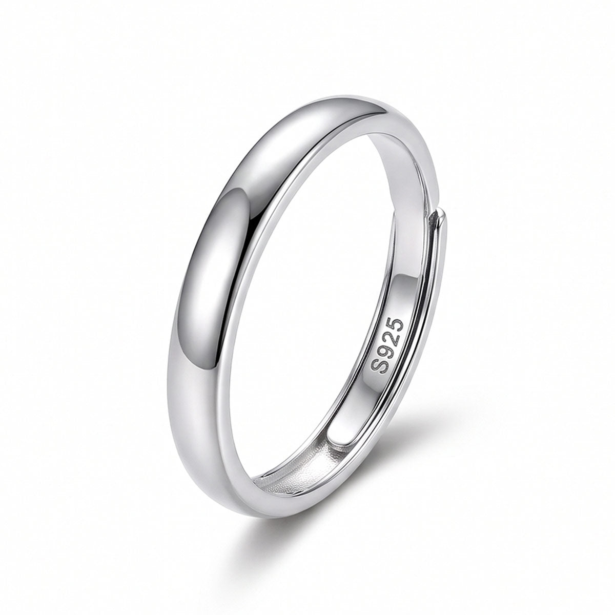 Simple Style Geometric Open Ring For Women In 925 Sterling Silver With Rhodium Plating 0.03µm-0.05µm, Perfect For Wedding Season