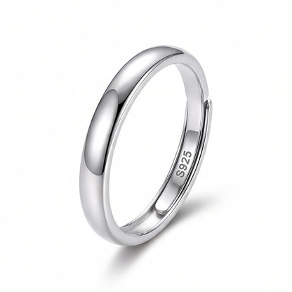 Simple Style Geometric Open Ring For Women In 925 Sterling Silver With Rhodium Plating 0.03µm-0.05µm, Perfect For Wedding Season