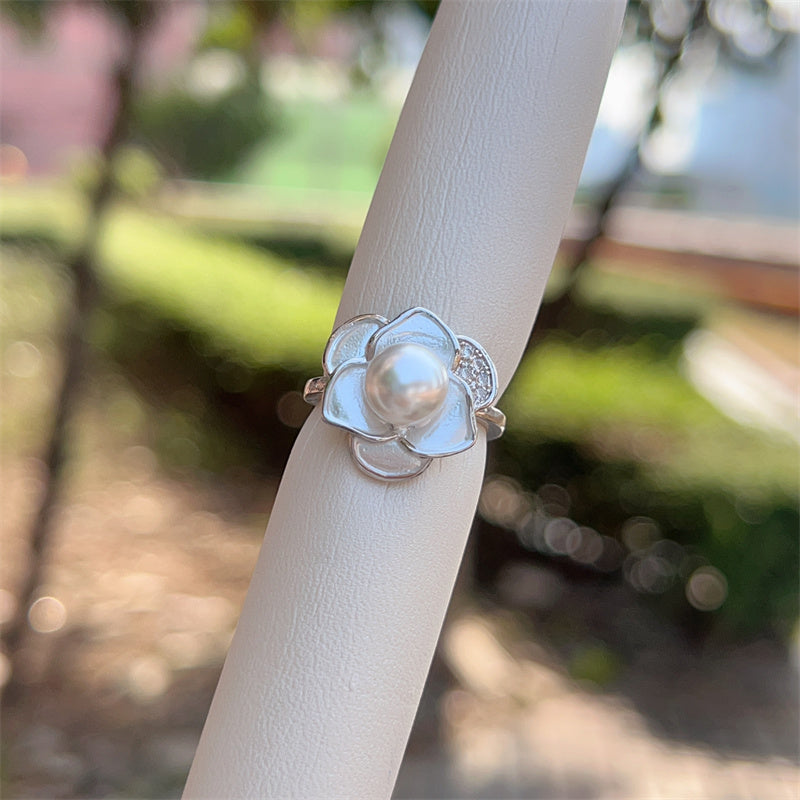 Heart Shape Open Ring For Women With Inlay Artificial Pearl, Electroplated Copper Featuring 18K Gold Plating