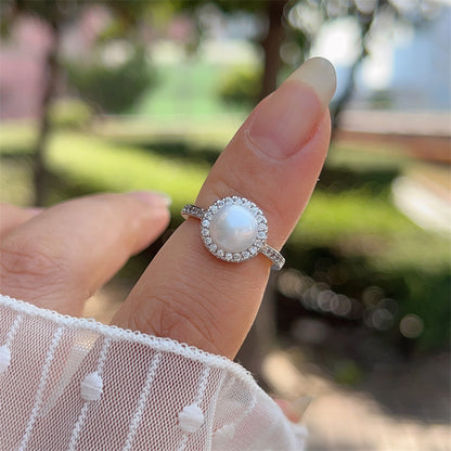 Heart Shape Open Ring For Women With Inlay Artificial Pearl, Electroplated Copper Featuring 18K Gold Plating