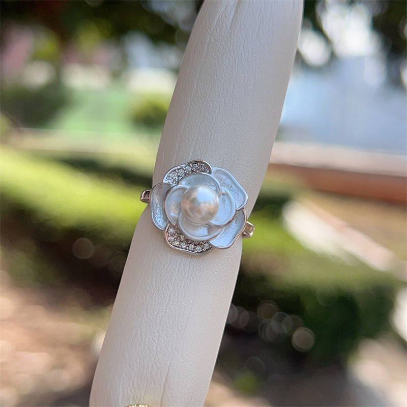 Heart Shape Open Ring For Women With Inlay Artificial Pearl, Electroplated Copper Featuring 18K Gold Plating