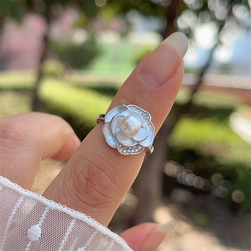 Heart Shape Open Ring For Women With Inlay Artificial Pearl, Electroplated Copper Featuring 18K Gold Plating