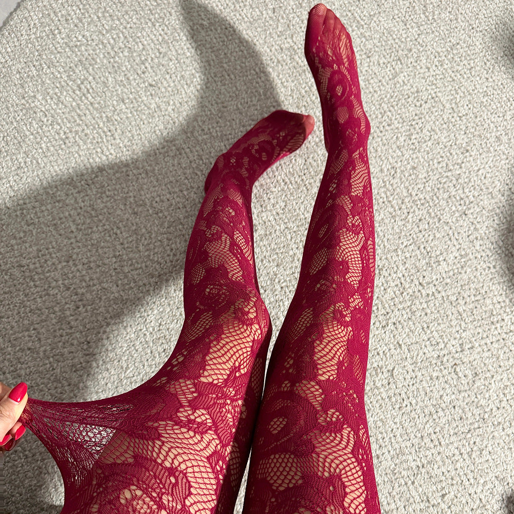 Sexy Solid Color Seamless Jacquard Pantyhose In Nylon Fabric For All Seasons