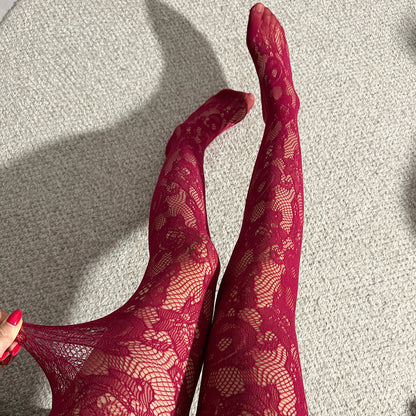 Sexy Solid Color Seamless Jacquard Pantyhose In Nylon Fabric For All Seasons