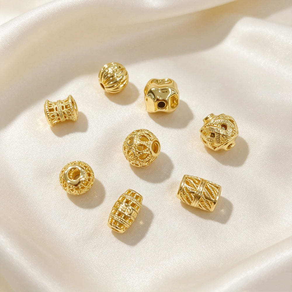 Copper Beads With Real Gold Plated Electroplated Finish, Stylish Jewelry Accessories For Commute