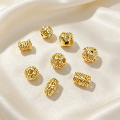 Copper Beads With Real Gold Plated Electroplated Finish, Stylish Jewelry Accessories For Commute