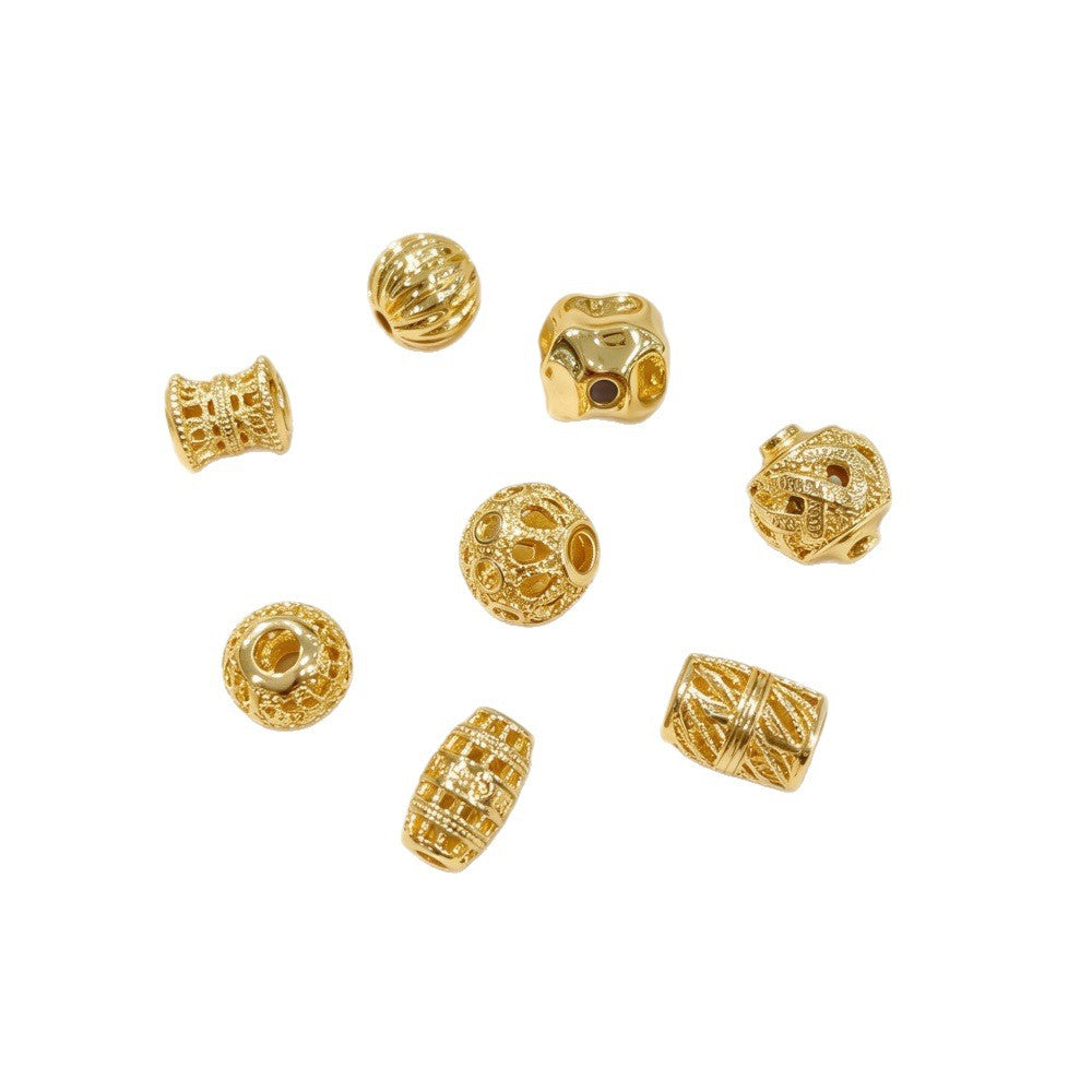 Copper Beads With Real Gold Plated Electroplated Finish, Stylish Jewelry Accessories For Commute