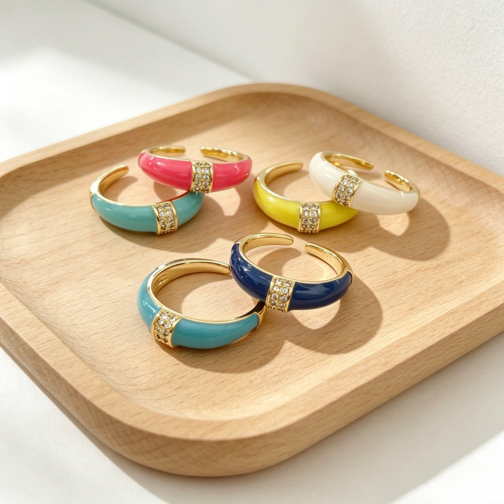 Geometric Copper Jewelry Accessory With Zircon Inlay, Electroplated Finish In Simple Style