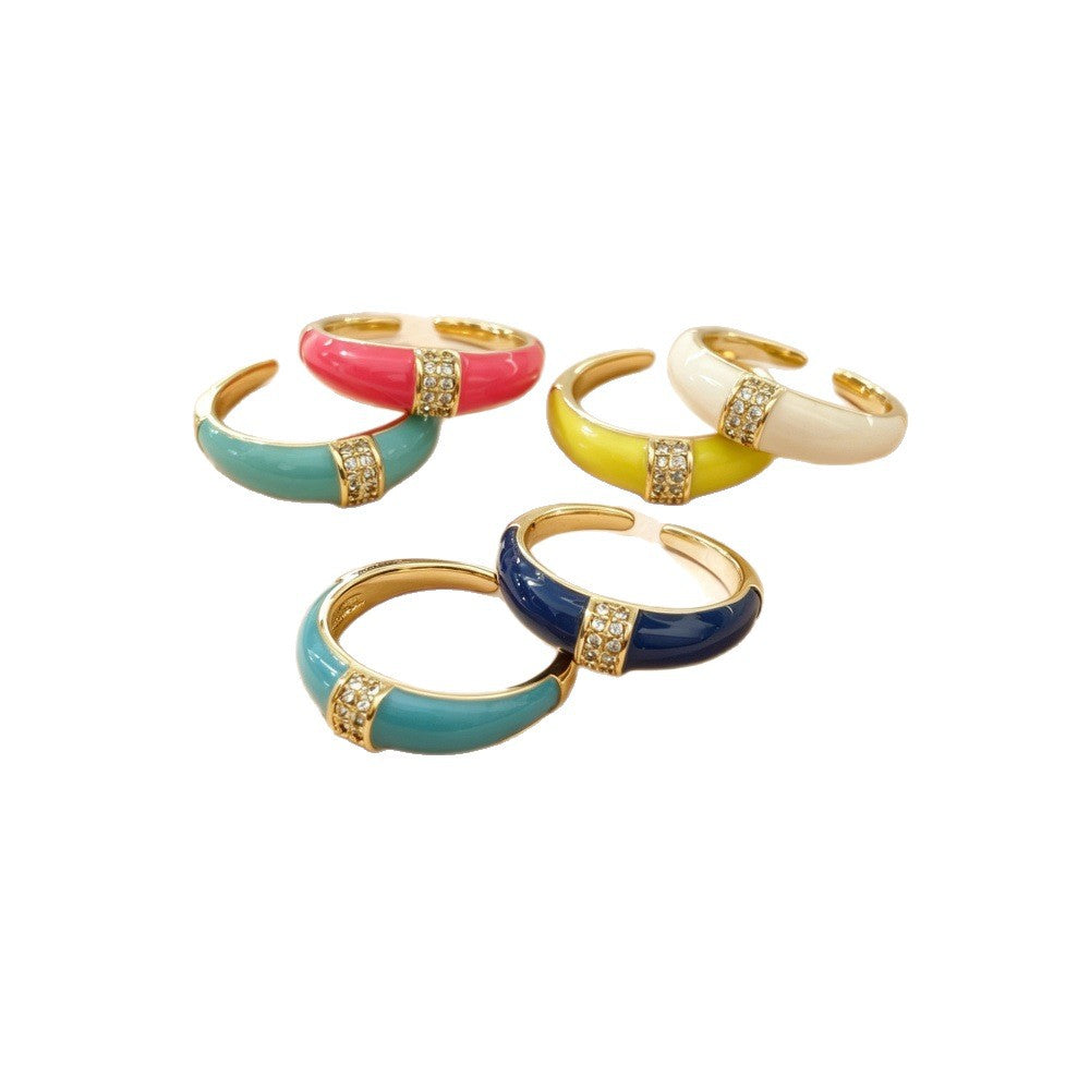 Geometric Copper Jewelry Accessory With Zircon Inlay, Electroplated Finish In Simple Style