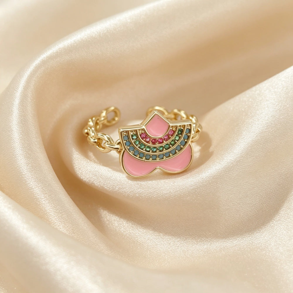 Heart Shape Copper Jewelry Accessory With Zircon Inlay, Electroplated Finish, Perfect For Commute Style