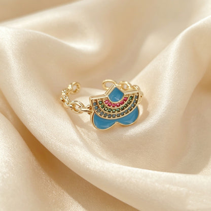 Heart Shape Copper Jewelry Accessory With Zircon Inlay, Electroplated Finish, Perfect For Commute Style