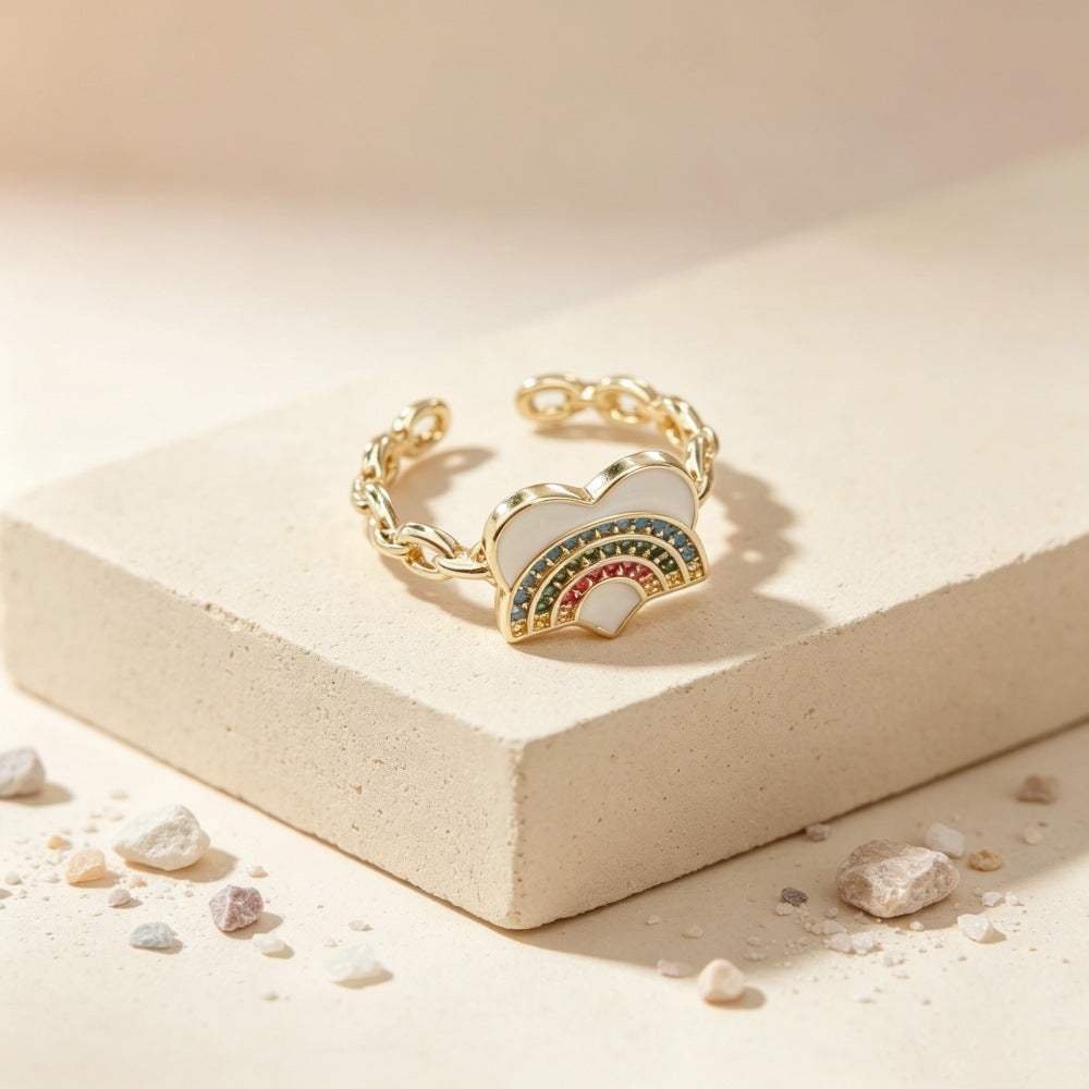 Heart Shape Copper Jewelry Accessory With Zircon Inlay, Electroplated Finish, Perfect For Commute Style