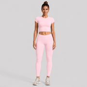 Short-sleeved Shirt + Long Pants, Pink