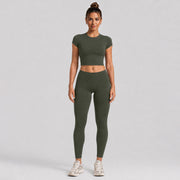 Short-sleeved Shirt + Long Pants Olive Green