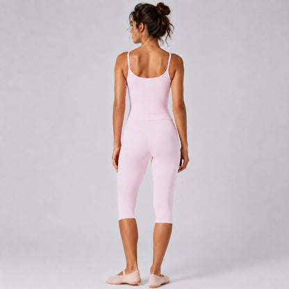 Calf-Length Yoga Jumpsuit For Women In Nylon Fabric With Backless Design, Sleeveless, Perfect For Summer