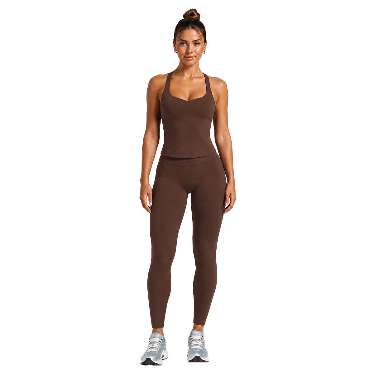 Solid Color Full Length Sport Running Jumpsuit For Women In Nylon Fabric, Sleeveless Design For Summer