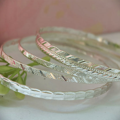 Retro Geometric Silver Plated Iron Bangle In Silver Featuring Unique Design