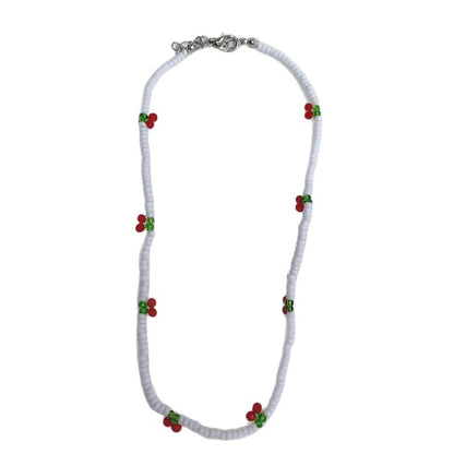 Cherry Beading Necklace With Alloy Pendant In Sweet Style, Unisex Design