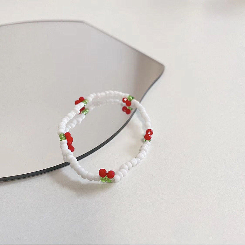 Cherry Beading Necklace With Alloy Pendant In Sweet Style, Unisex Design