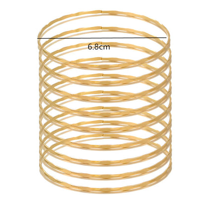 Retro Polka Dots Gold Alloy Bangle For Women With Electroplated Finish
