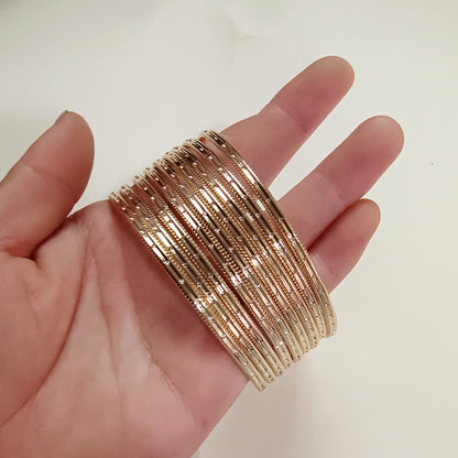 Retro Polka Dots Gold Alloy Bangle For Women With Electroplated Finish