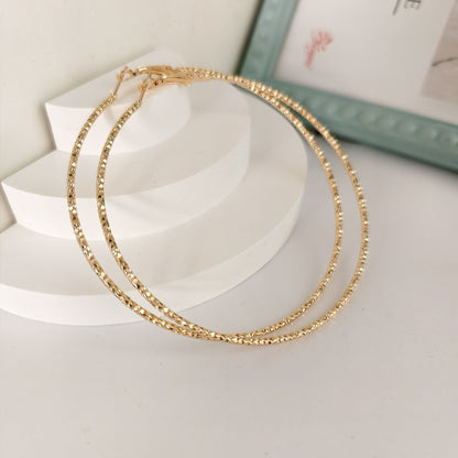Exaggerated Large Circle Earrings For Women, Alloy Material With Electroplated Finish And Iron Ear Pins