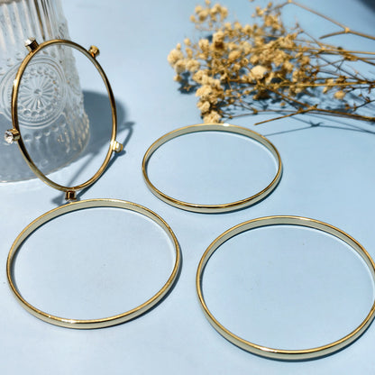 Simple Style Gold Iron Wristband With Rhinestone Inlay, 4 Pieces Set Bangle