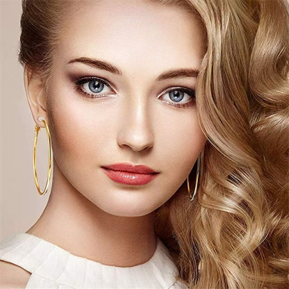 Round Gold Hoop Earrings For Unisex Featuring Exaggerated Style And 304 Stainless Steel Posts With Iron Material